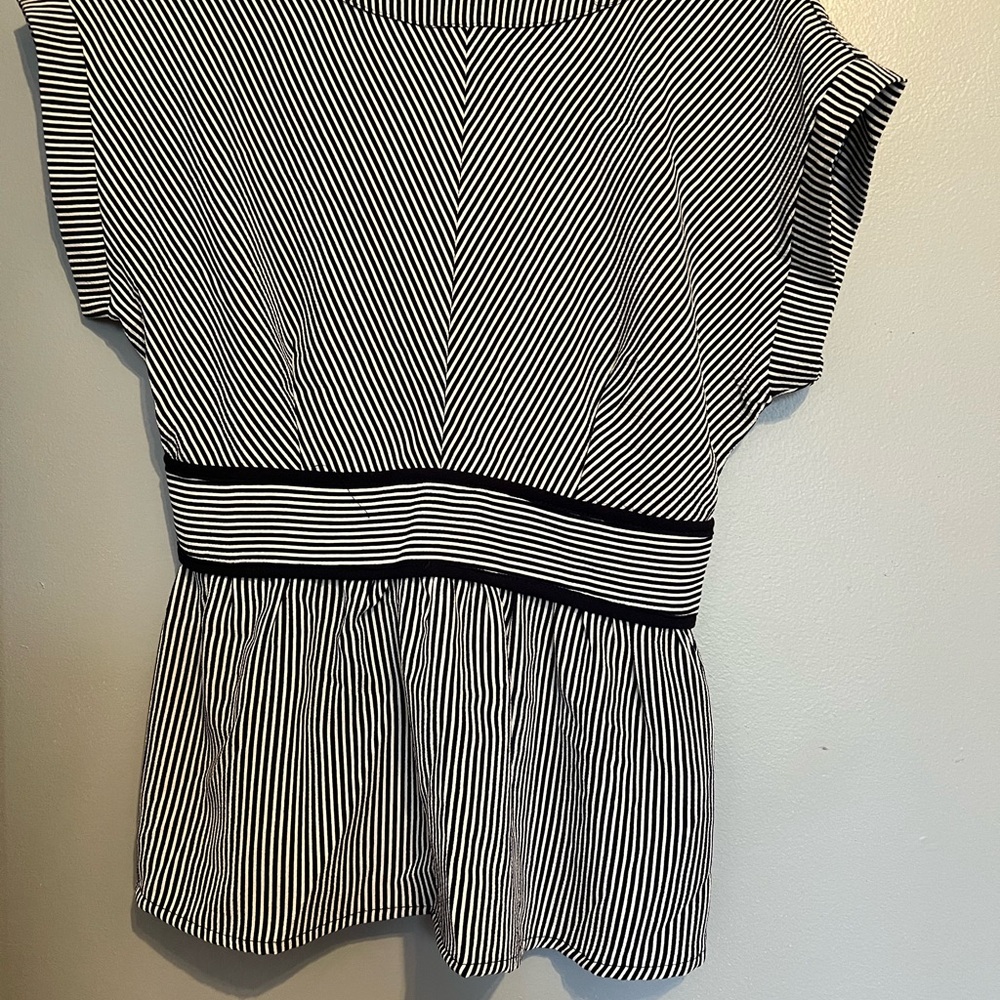 Black and White Striped Women's Top